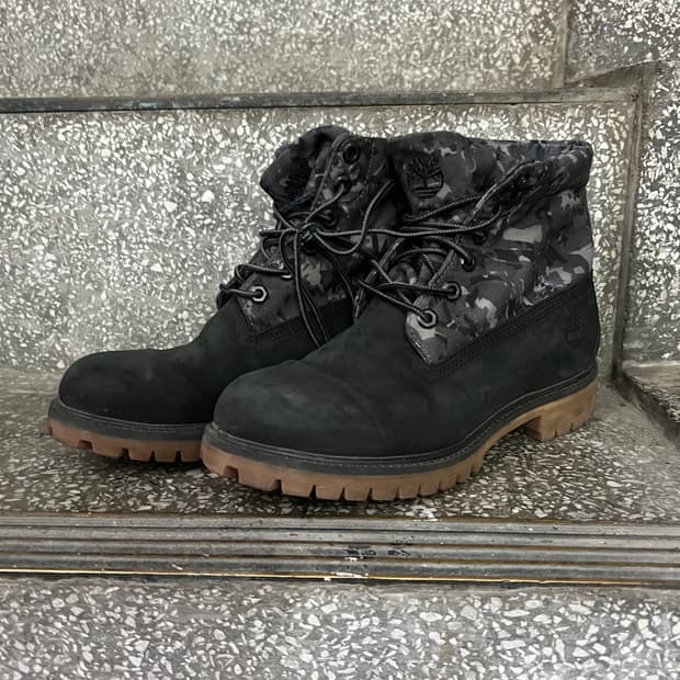 팀버랜드 롤탑 블랙 카모 부츠