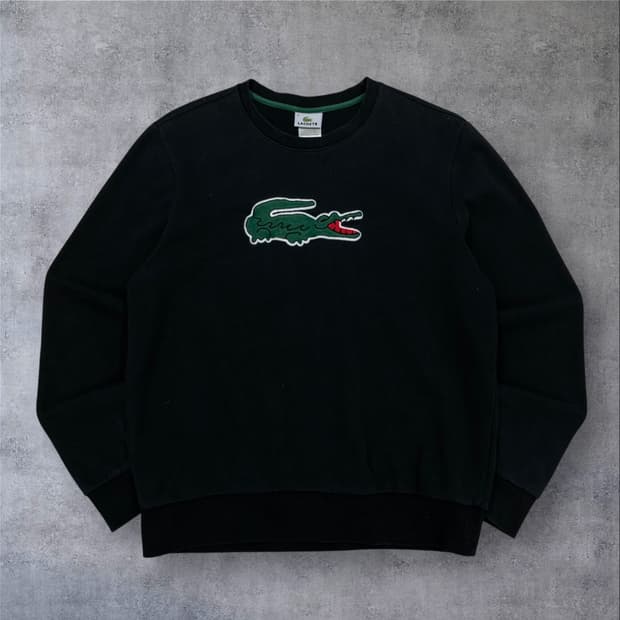 라코스테 빅로고 블랙 맨투맨