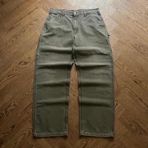 [36]칼하트 USA 빈티지 워싱 모스그린 카펜터 워크 팬츠 M7