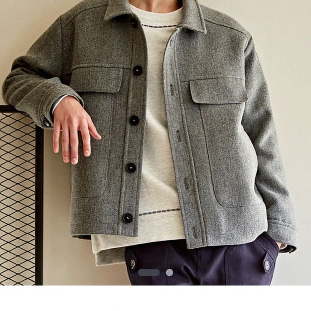 커스텀어스 울 이부직 5버튼 프레피자켓 L