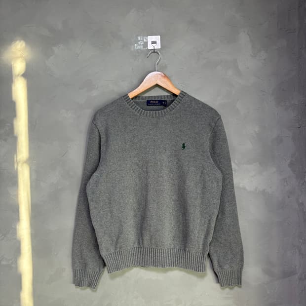 폴로 랄프로렌 라운드넥 코튼 니트 그레이 그린