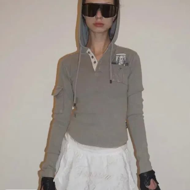스컬프터 Washed Pocket Hoodie Gray