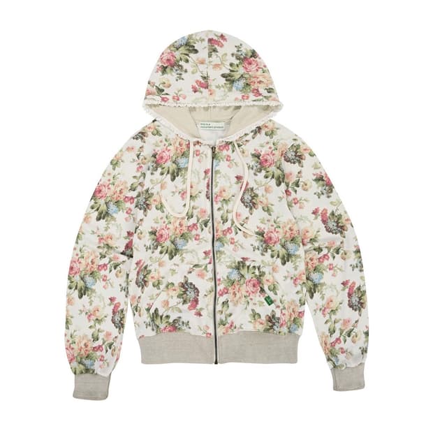 노컨텐츠 플라워 레이스 후드집업