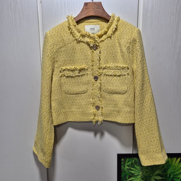 (세일)(새상품) 옐로우 트위드 자켓