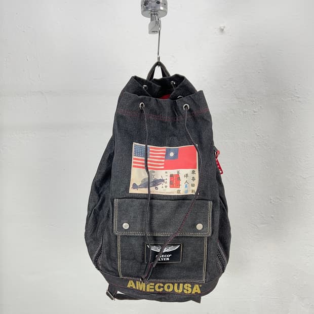 아메코 USAF AIRFORCE 밀리터리 드로스트링 데님 백팩
