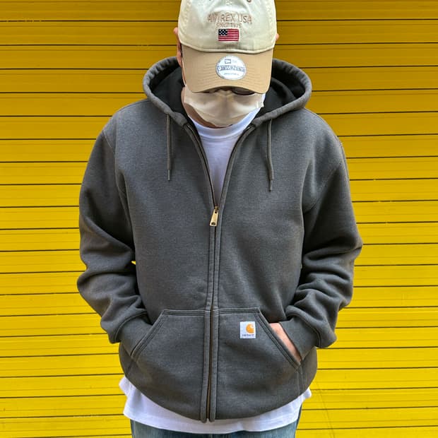 칼하트 써멀 박스로고 오버핏 후드집업 M