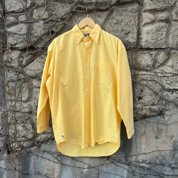 80s 폴로 랄프로렌 빈티지 빅 옥스퍼드 셔츠 옐로우 