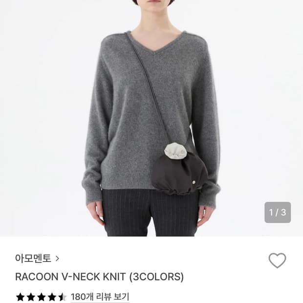 아모멘토 라쿤 브이넥 니트 차콜 s