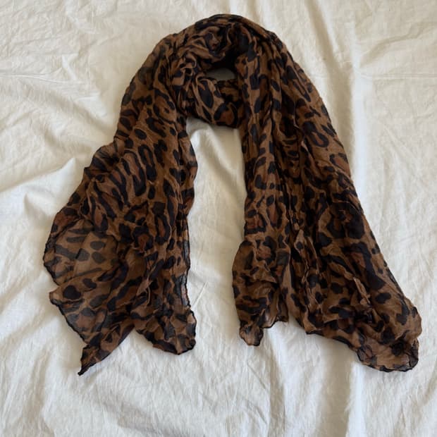 갸루펑크 호피 레오파드 스카프 머플러
