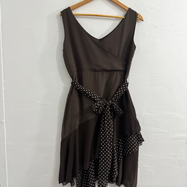 brown dot layered dress