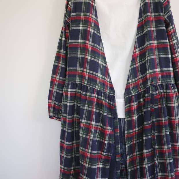 체크 로브 원피스