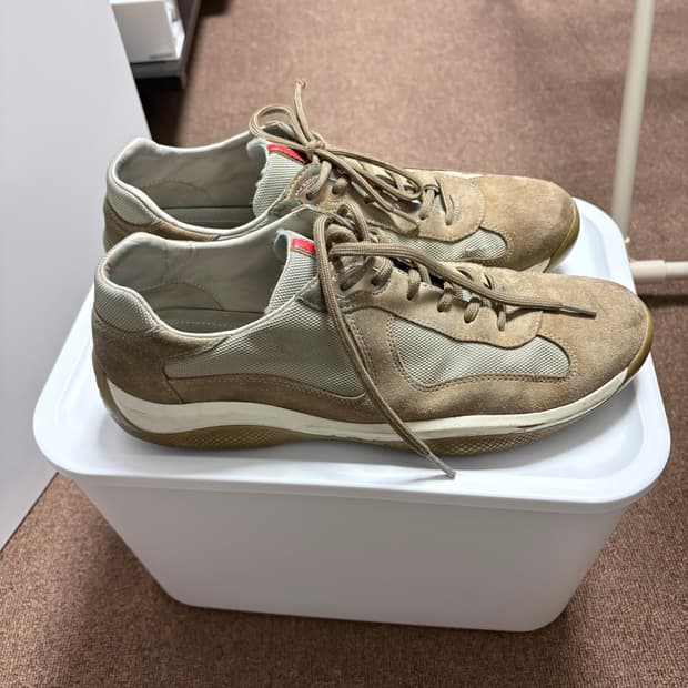 프라다 아메리카컵 베이지 스웨이드 uk9 275