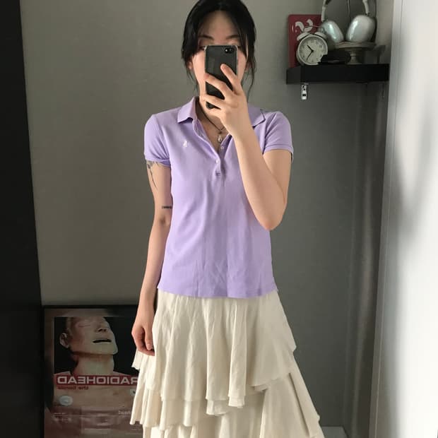 폴로 랄프로렌 포니 로고 퍼플 카라티
