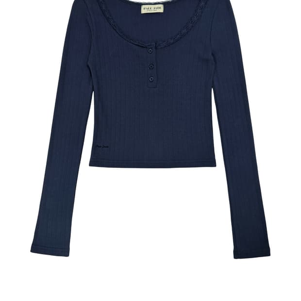 페일제이드 릴리 펀칭 버튼 티 네이비