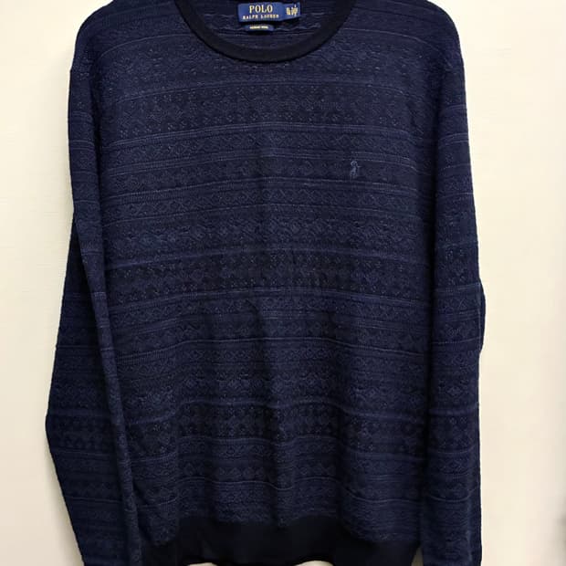 (L~XL)폴로랄프로렌 노르딕 페어아일 메리노울 크루넥 니트 네이비