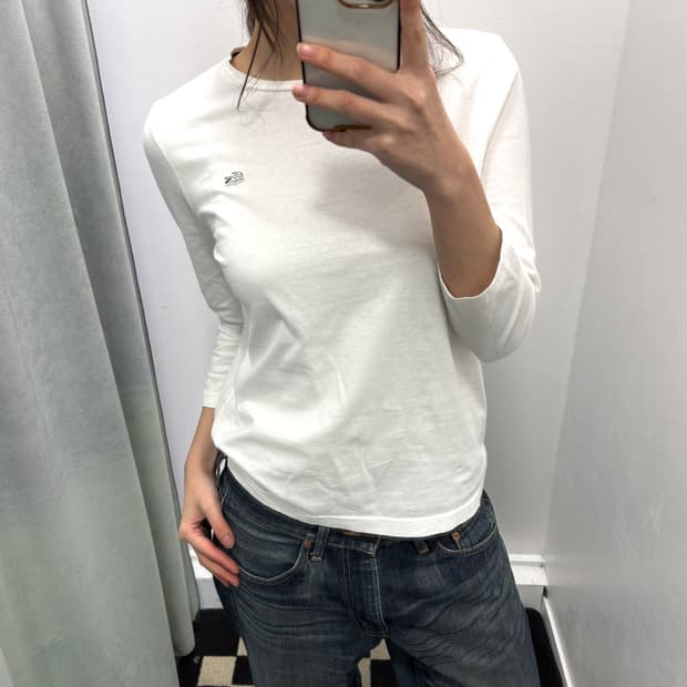 라코스테 화이트 7부 티셔츠