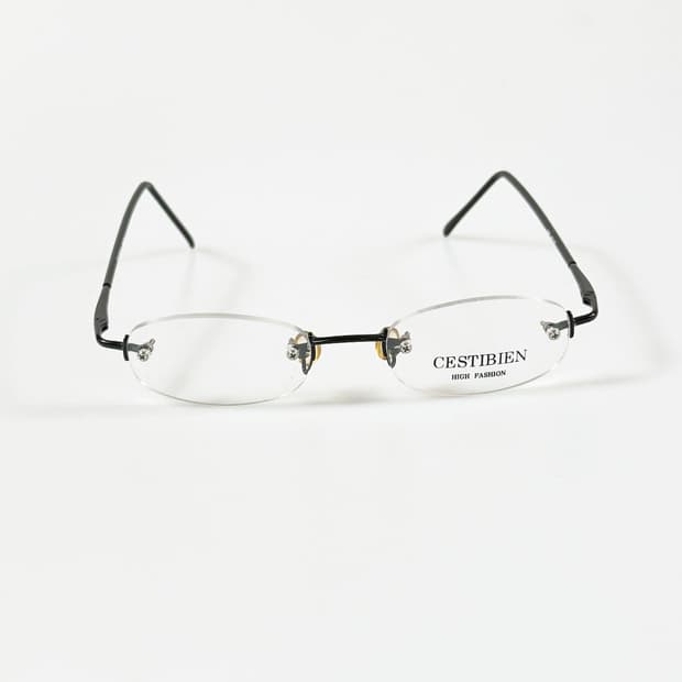 CESTIBIEN 블랙 무테 스퀘어 메탈 빈티지 안경