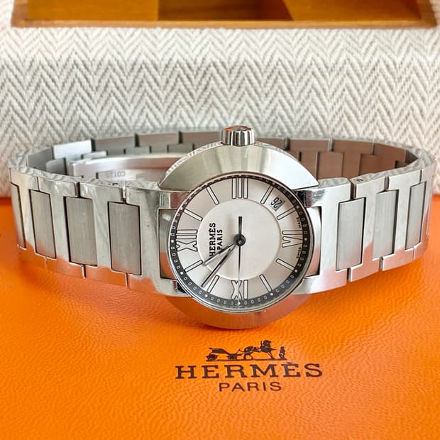 에르메스 노마드 NO1.210 여성용 쿼츠 28mm 화이트 다이얼 스틸