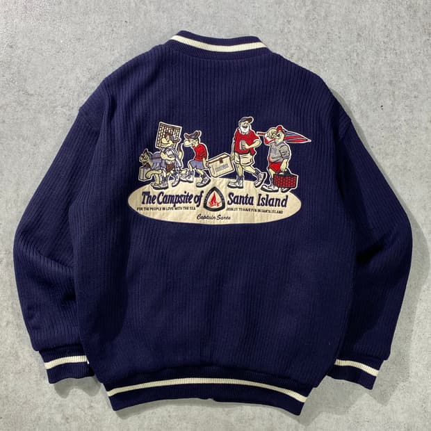 [L] Vintage 빈티지 산타 자수 디테일 니트 블루종