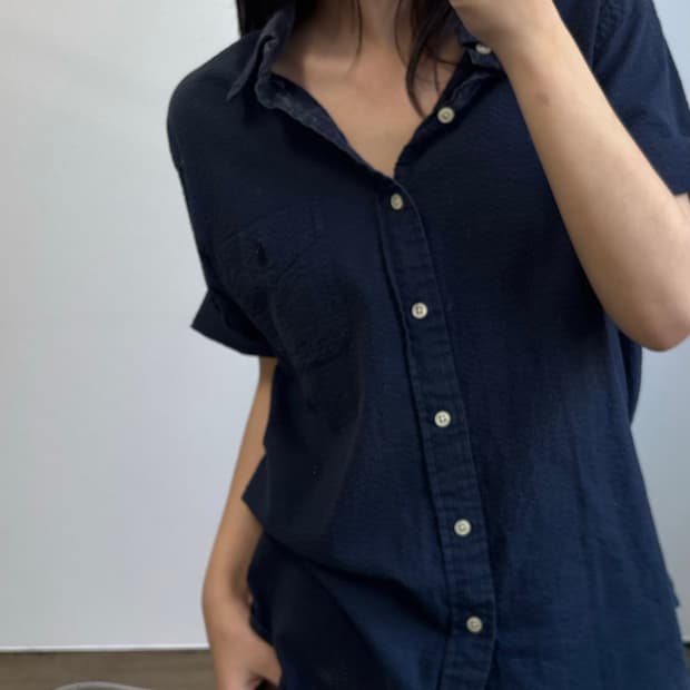 폴로 랄프로렌 신형 네이비 시어서커 반팔 셔츠