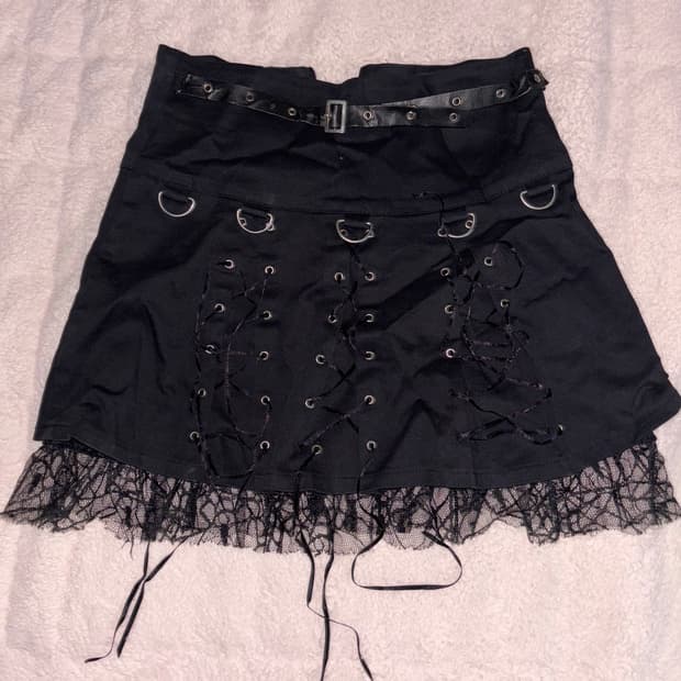 빈티지 펑크 미니스커트 레이스업 아일렛 고스 고딕 지뢰계