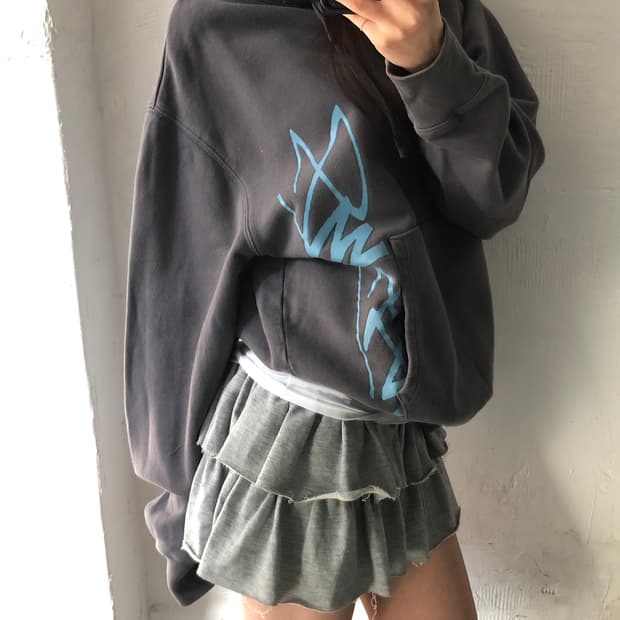 Stussy 스투시 차콜컬러 사이드 레터링로고 후드티