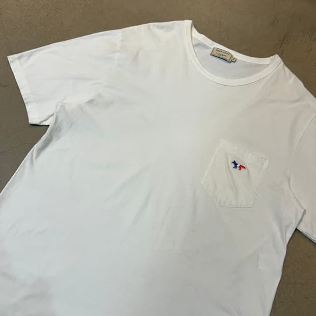 XXL 메종키츠네 프랑스 여우 자수 화이트 반팔티