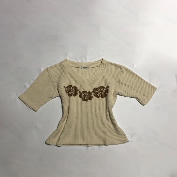 히비스커스 티셔츠 베이지