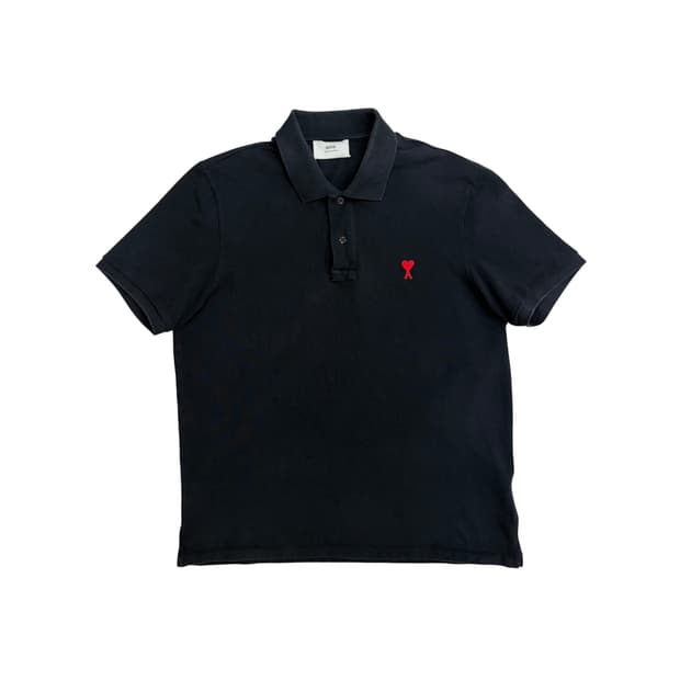 AMI 아미 블랙 반팔 카라 티셔츠 (XXL)