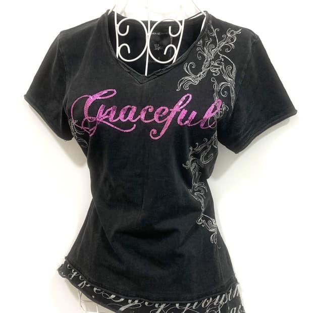 spangle lettering short sleeve