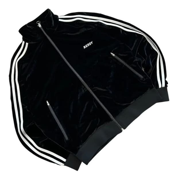 [S] 널디 벨벳 트랙탑 져지 집업 Black