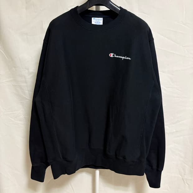 챔피온 리버스위브 기모 맨투맨 스웻셔츠 / 블랙, L