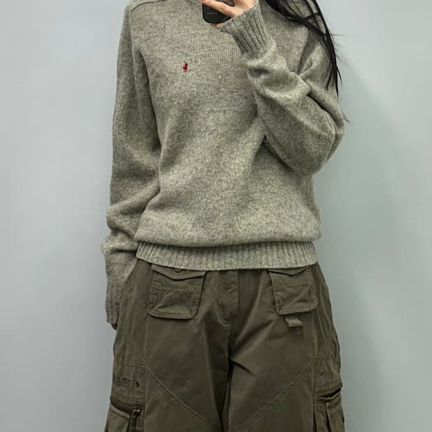 폴로 랄프로렌 그레이 라운드 니트