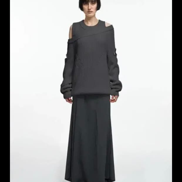 나체 웨이브 맥시 스커트