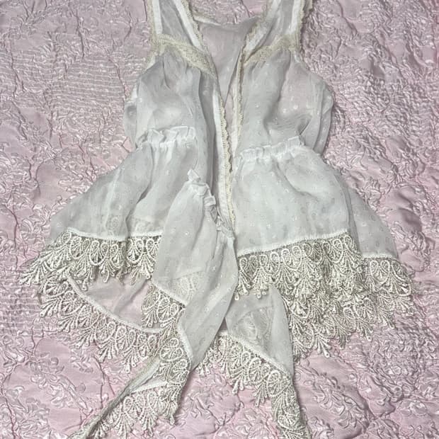 빈티지 프릴 레이스 레이어드 숄 베스트 lizlisa