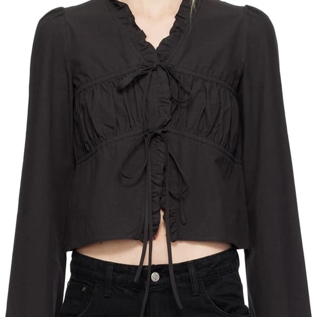 더오픈프로덕트 러플드 코튼 블라우스