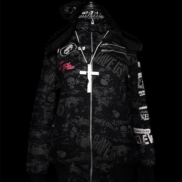 JPN 펑크 스컬 해골 프린팅 버클 넥 자켓