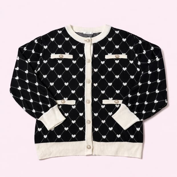 마죠리티 로걀 하트 아가일 가디건