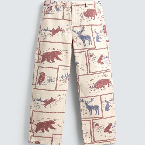 자라 zara 코믹 프린트 프린팅 카펜터 와이드 팬츠 EU40