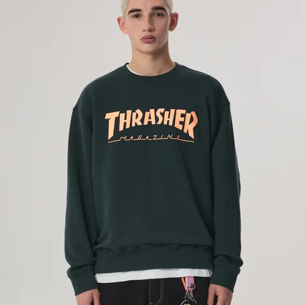 Thrasher 로고 맨투맨 그린