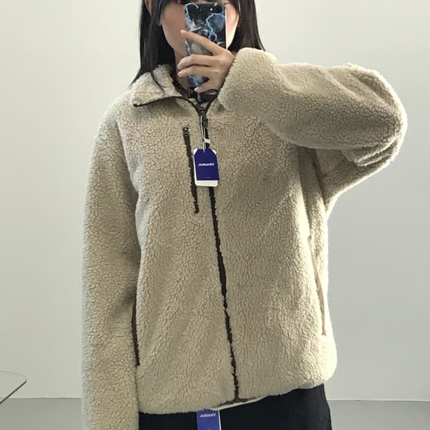 일본 유니클로 베이지 후리스 자켓