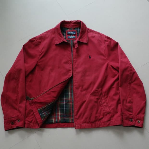 90s 폴로 랄프로렌 레드 코튼 스윙톱 자켓 (XL) 