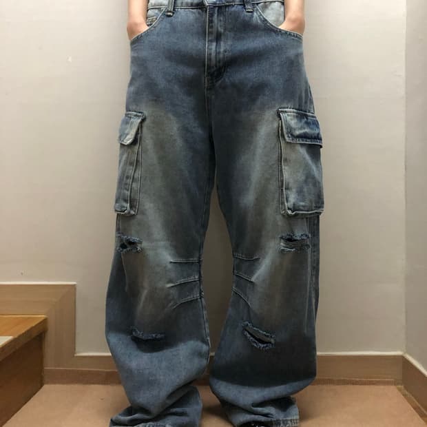 빈티지 데님 카고 팬츠