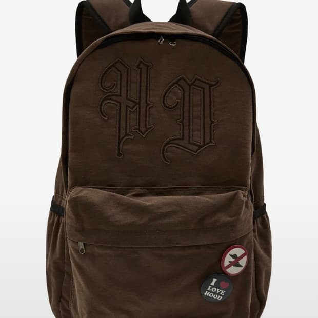 후드후드 HD 로고 아플리케 백팩 브라운
