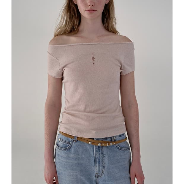 베르소 보트넥 탑 핑크베이지