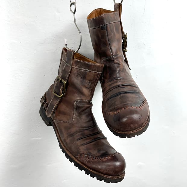 Whoop’EE’ Washed Buckle Engineer Boots