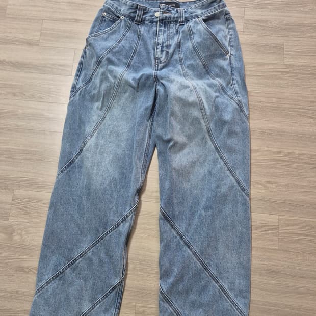 와이드데님 통청바지