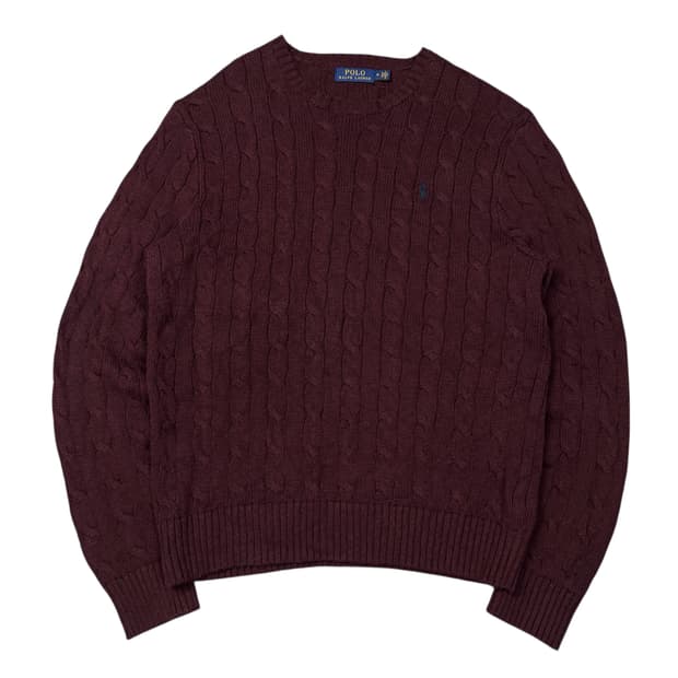 (M) 폴로 랄프로렌 케이블 니트 버건디