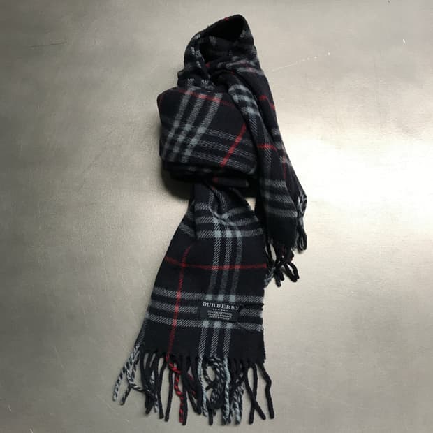 버버리 정품 램스울 머플러 네이비