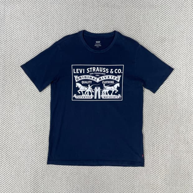 리바이스 Levi’s 빅로고 반팔티 네이비 S(90)